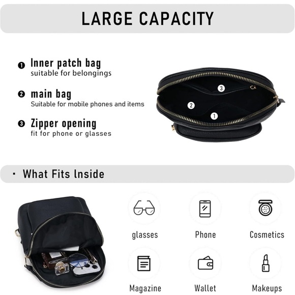 COPY - Sling bag for women Large Vegan Leather Travel Chest Fanny Pack Crossbod… - Picture 5 of 8